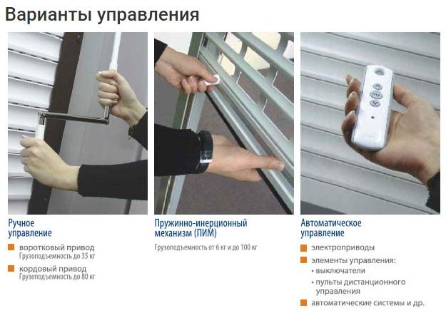 виды управления защитными ролетами