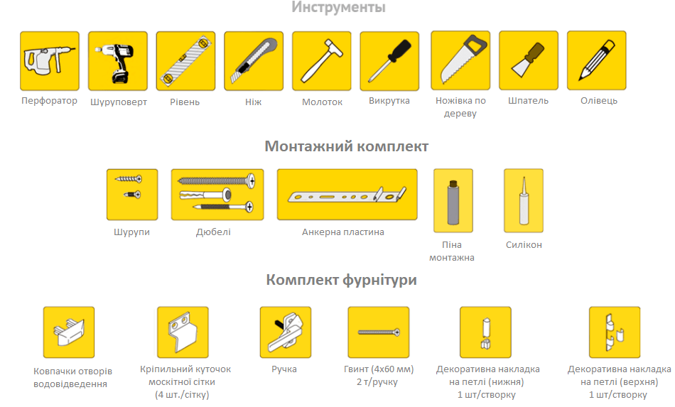 інструменти для монтажу пластикових вікон